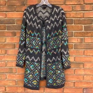 New Directions Aztec Print Cardigan Sweater Size S